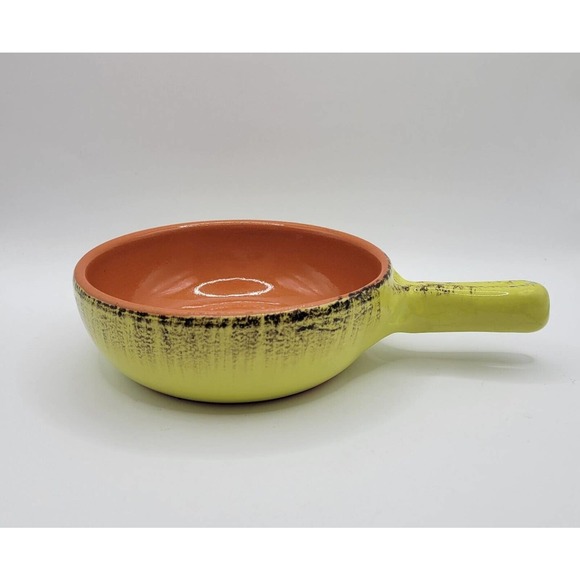 De Silva Yellow Terracotta Handled 5.5" Soup Casserole Crock Made in Italy - Picture 5 of 11